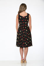 20931 Black Red Lipstick Swing Dress