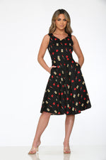 20931 Black Red Lipstick Swing Dress
