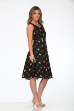 20931 Black Red Lipstick Swing Dress