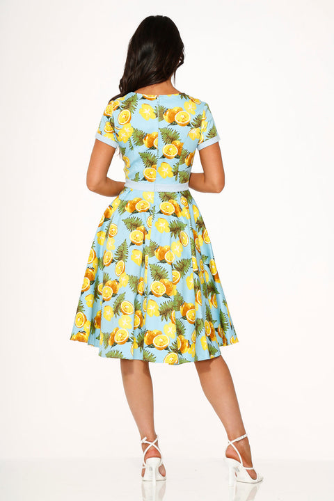 Aqua Lemon Swing Dress