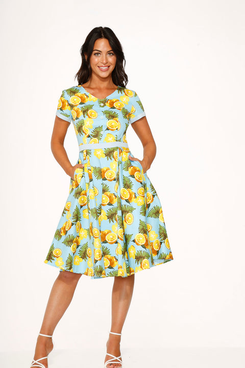 Aqua Lemon Swing Dress