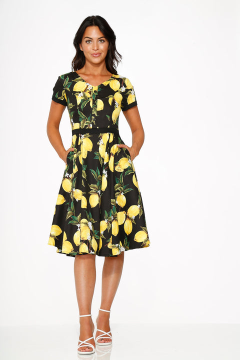 Black Lemon Swing Dress