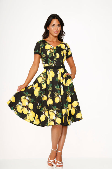 Black Lemon Swing Dress