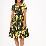 Black Lemon Swing Dress