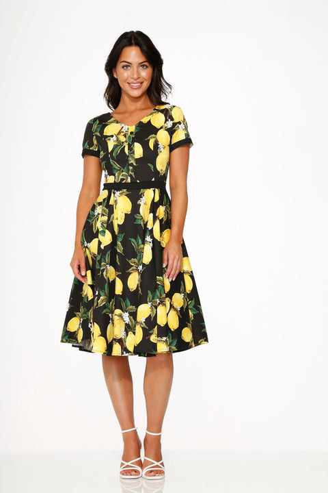 Black Lemon Swing Dress
