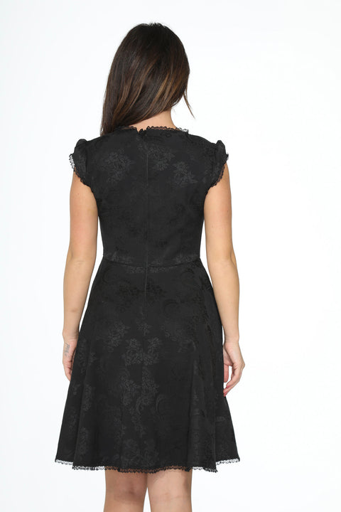 Black Brocade Gothic Swing Dress