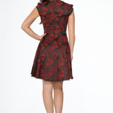 Red Brocade Gothic Swing Dress