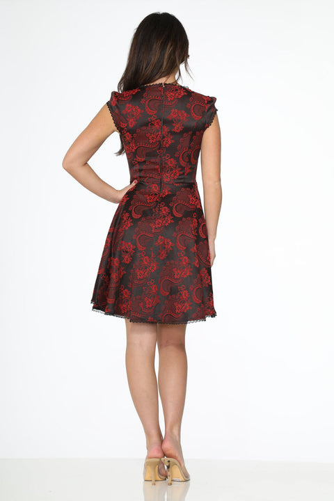 Red Brocade Gothic Swing Dress