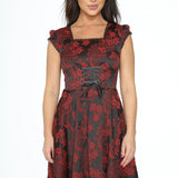 Red Brocade Gothic Swing Dress