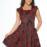 Red Brocade Gothic Swing Dress