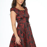 Red Brocade Gothic Swing Dress