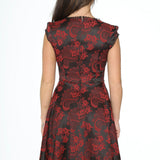 Red Brocade Gothic Swing Dress
