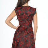 Red Brocade Gothic Swing Dress