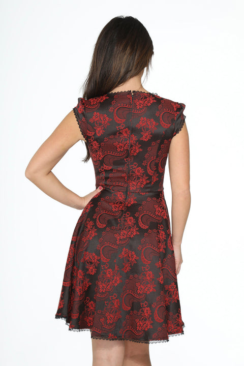 Red Brocade Gothic Swing Dress