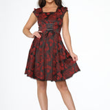Red Brocade Gothic Swing Dress