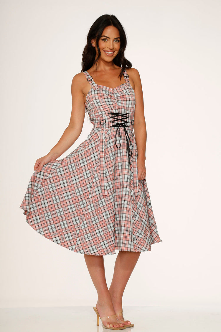 Pink Plaid Swing Dress