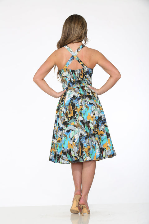 Blue Paint Blush Swing Dress