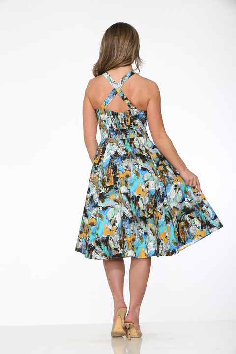 Blue Paint Blush Swing Dress