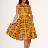 Yellow Plaid Swing Dress