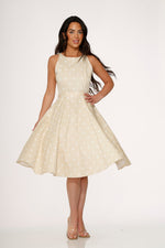 Beige & White Polka Dot Swing Dress