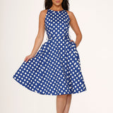 Blue Polka Dot Swing Dress