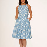 Light Blue & White Polka Dot Swing Dress