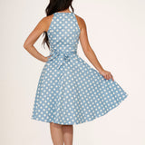 Light Blue & White Polka Dot Swing Dress