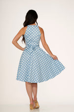 Light Blue & White Polka Dot Swing Dress