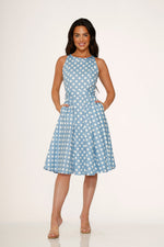 Light Blue & White Polka Dot Swing Dress