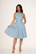 Light Blue & White Polka Dot Swing Dress