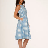 Light Blue & White Polka Dot Swing Dress