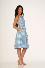 Light Blue & White Polka Dot Swing Dress