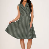 Olive Stripe Swing Dress