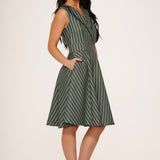 Olive Stripe Swing Dress
