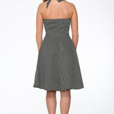 Black White Checkmate Halter Dress