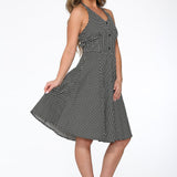 Black White Checkmate Halter Dress