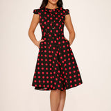 Black & Pink Polka Dot Swing Dress