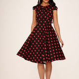 Black & Pink Polka Dot Swing Dress