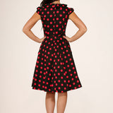 Black & Pink Polka Dot Swing Dress