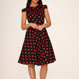 Black & Pink Polka Dot Swing Dress