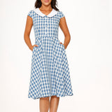 Blue Checker Swing Dress