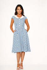 Blue Checker Swing Dress