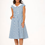 Blue Checker Swing Dress