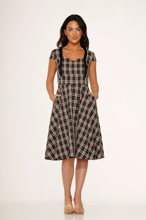 Black Plaid Swing Dress