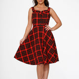 Red Plaid Swing Dress