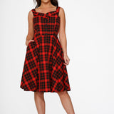 Red Plaid Swing Dress