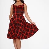 Red Plaid Swing Dress
