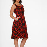 Red Plaid Swing Dress