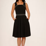 Black with Pin Stripe Detail Swing Dress