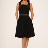 Black with Pin Stripe Detail Swing Dress